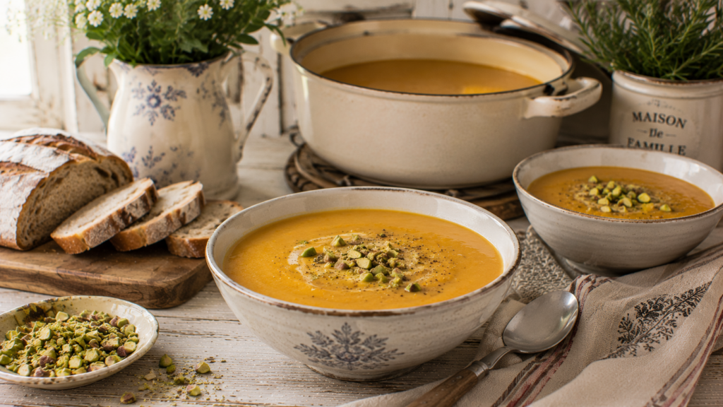 Patat, sitrus en klappermelk room sop