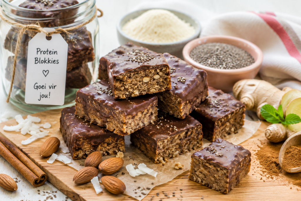 Sjokolade en neute botter protein stafies